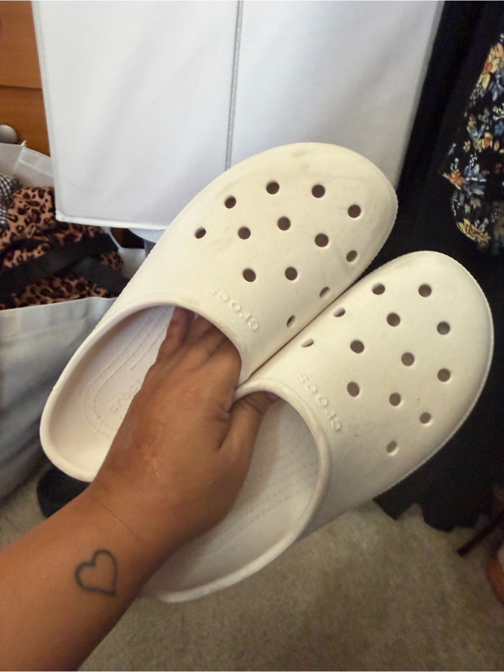 CROCS Classic Slip-On Mules in Light Cream